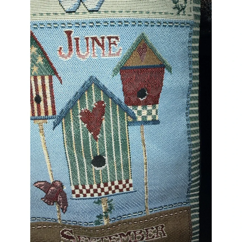 Vintage Heartland 12 Month Seasons Tapestry Wall Hanging w/ Wood Rod